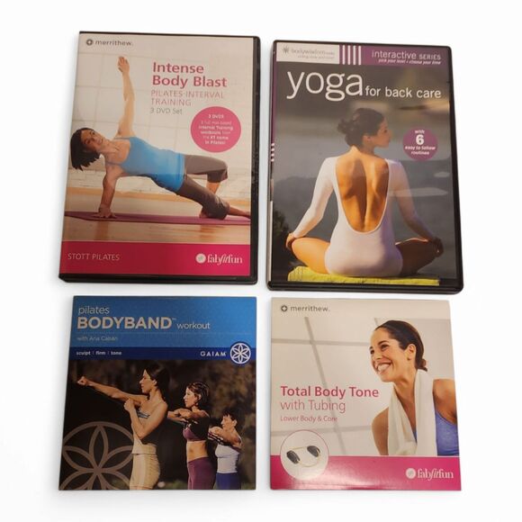 Lot of 4 Workout DVDs with Resistance Bands / Tubing – Fitness Exercise Set - Picture 2 of 3